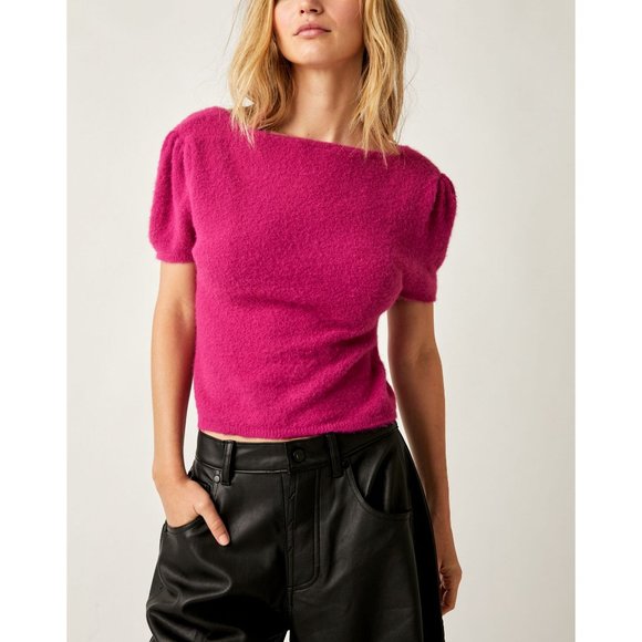 Free People Fuzzy Pink Crop Top - Picture 4 of 11